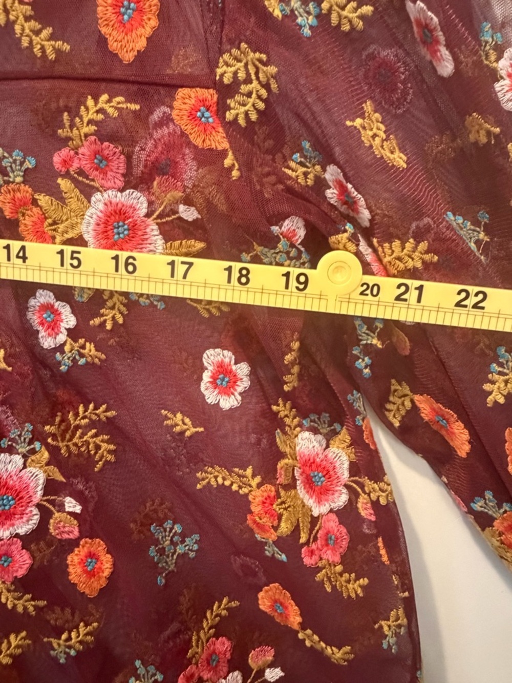 Anthropologie Plum Sheer Floral-Embroidered V-Neck Blouse - Picture 5 of 6